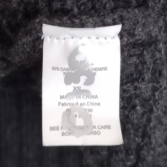 Vince Dark Grey Textured Sweater With Tie Cashmere Blend Size XS - Picture 7 of 14